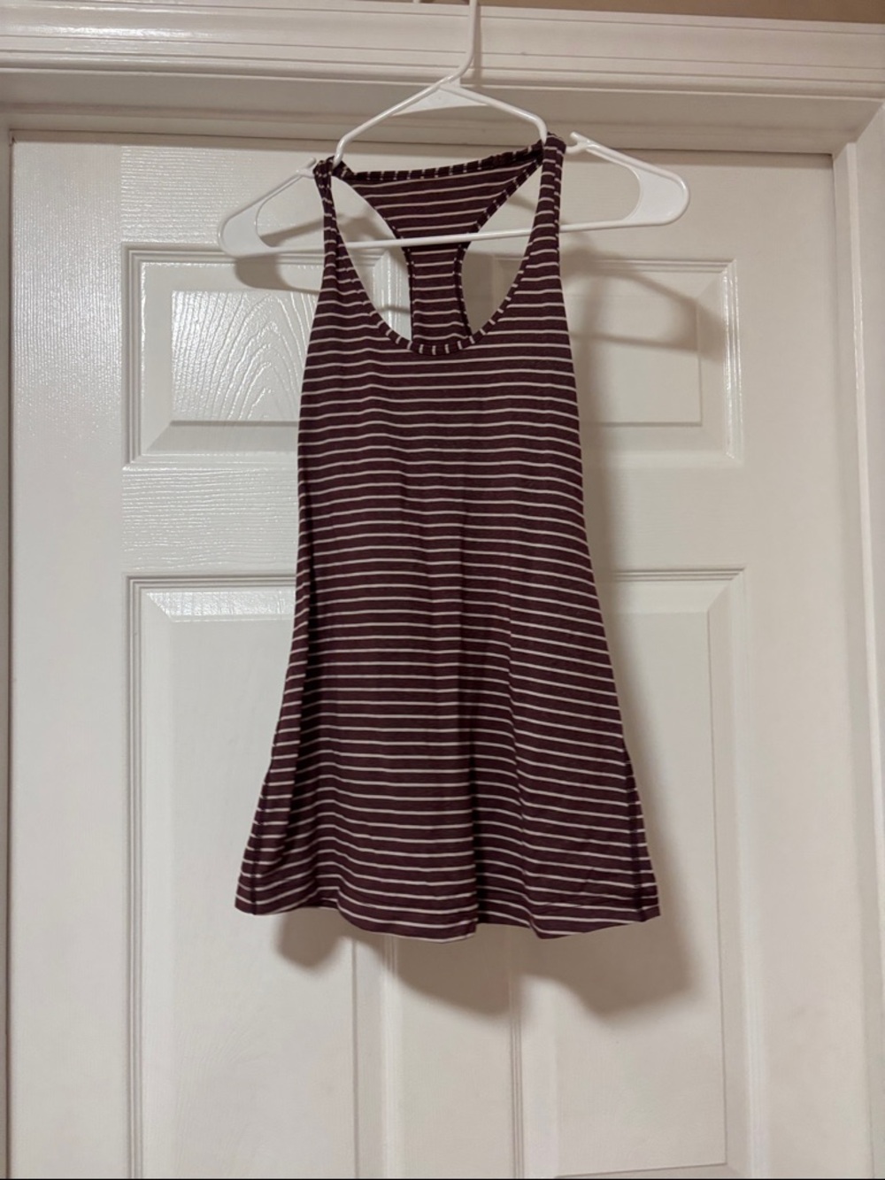 lululemon athletica Burgundy and White Striped Racerback Tank